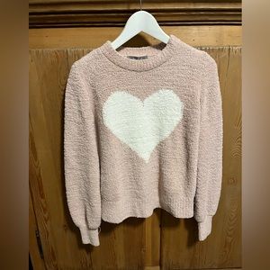 Marled Pink Heart Sweater